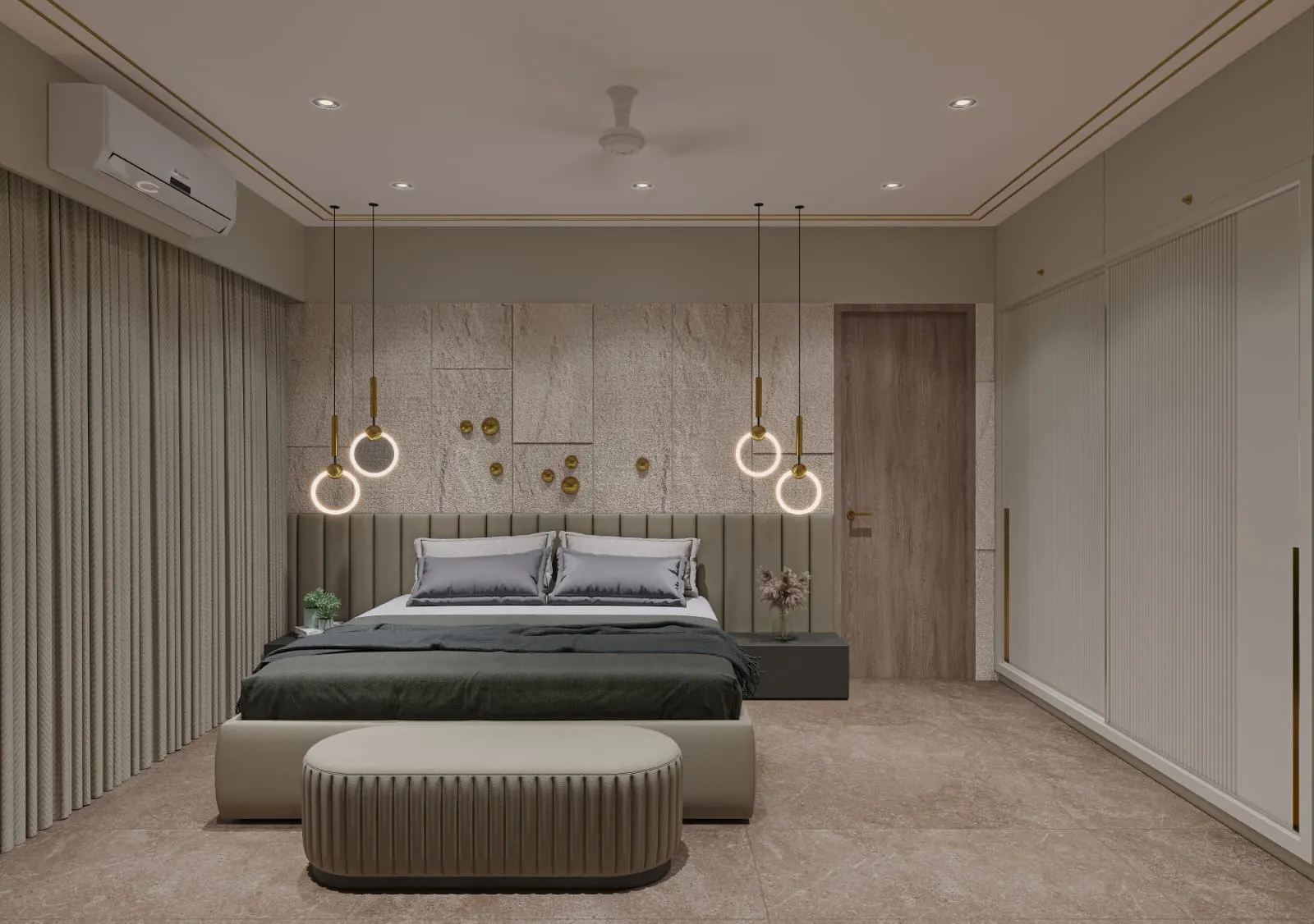 Bedroom Interior — residential interior design for project in Wakad, Pune by Leafply Interiors