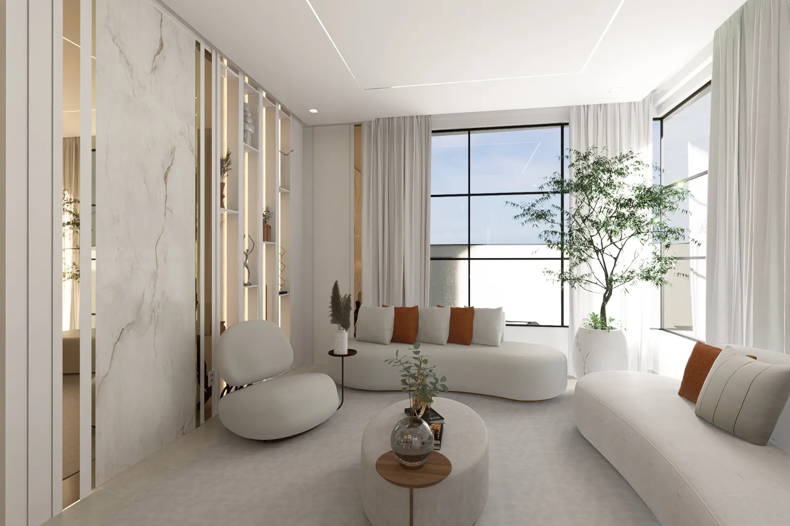 Minimal Sitting Lounge — residential interior design for project in Baner, Pune by Leafply Interiors